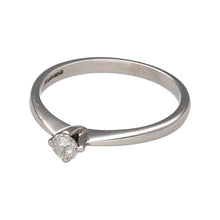 Load image into Gallery viewer, New 9ct White Gold &amp; Diamond 15pt Set Solitaire Ring which is certified (number 1008). This ring is in size N with the weight 1.70 grams. The jewellery report includes that the Diamond is a 15pt round brilliant cut Diamond. The Diamond is also in colour D - E and clarity VS

