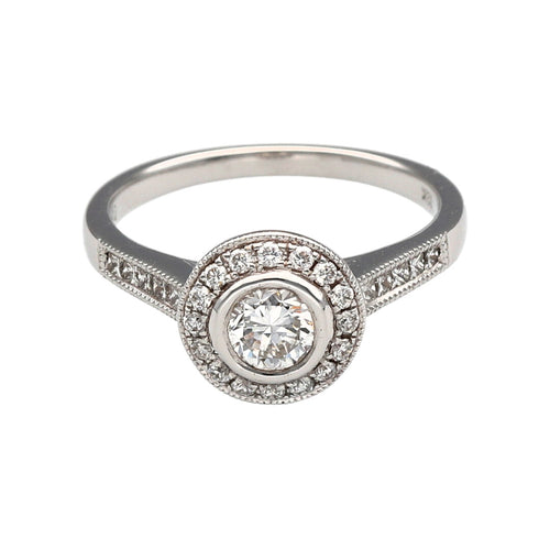 New 18ct White Gold & Diamond Set Halo Ring