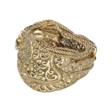 Load image into Gallery viewer, New 9ct Solid Gold Saddle Ring (W) with the weight 31.2 grams. The front of the ring is approximately 21mm
