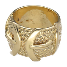 Load image into Gallery viewer, New 9ct Solid Gold Buckle Ring with the weight 28.5 grams. The front of the ring is approximately 19mm
