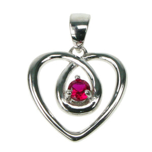 925 Silver & Ruby Heart Pendant