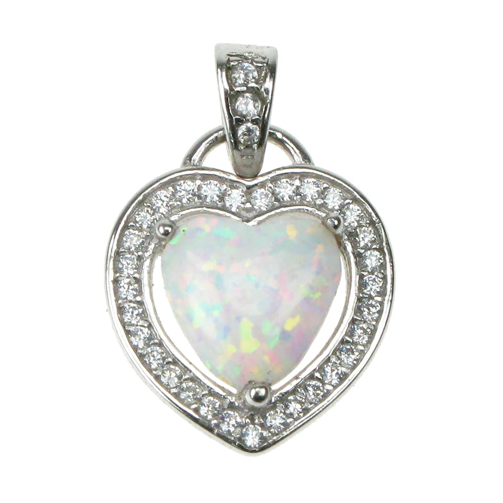 925 Silver & Snow Opal Heart Pendant