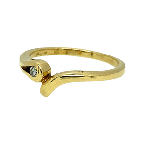 Preowned 18ct Yellow Gold & Diamond Set Snake Style Ring in size N with the weight 3 grams. The front of the ring is approximately 7mm high