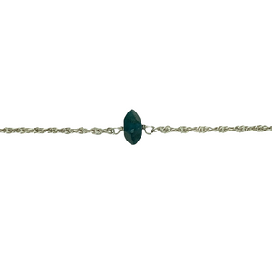 New 925 Silver & Blue Apatite on a 16" spiga chain with the weight 3 grams. The apatite stone is approximately 10mm by 6mm. Apatite is good for positivity, personal growth and improves concentration and creativity 