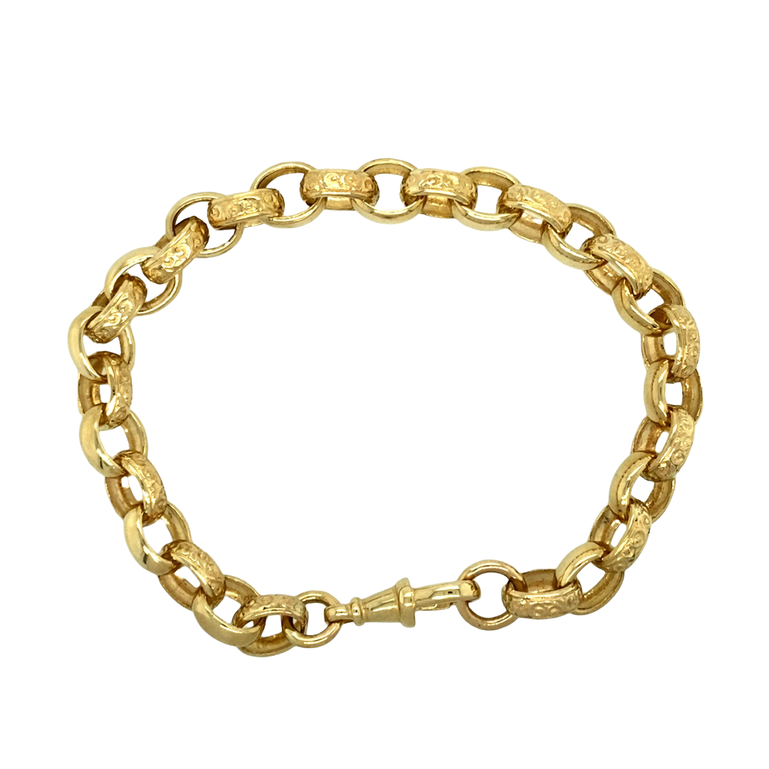 9K Yellow Gold Diamond Cut Figaro Belcher Bracelet - Fallers - Fallers.com  - Fallers Irish Jewelry