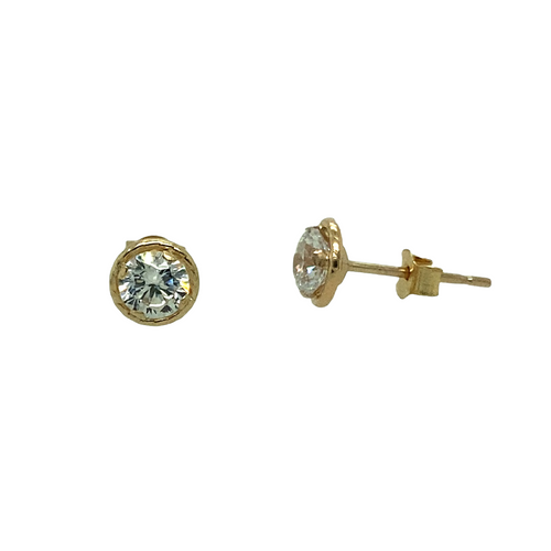 9ct Gold 4mm Cubic Zirconia Halo Stud Earrings