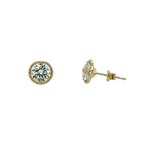 Load image into Gallery viewer, 9ct Gold 5mm Cubic Zirconia Halo Stud Earrings
