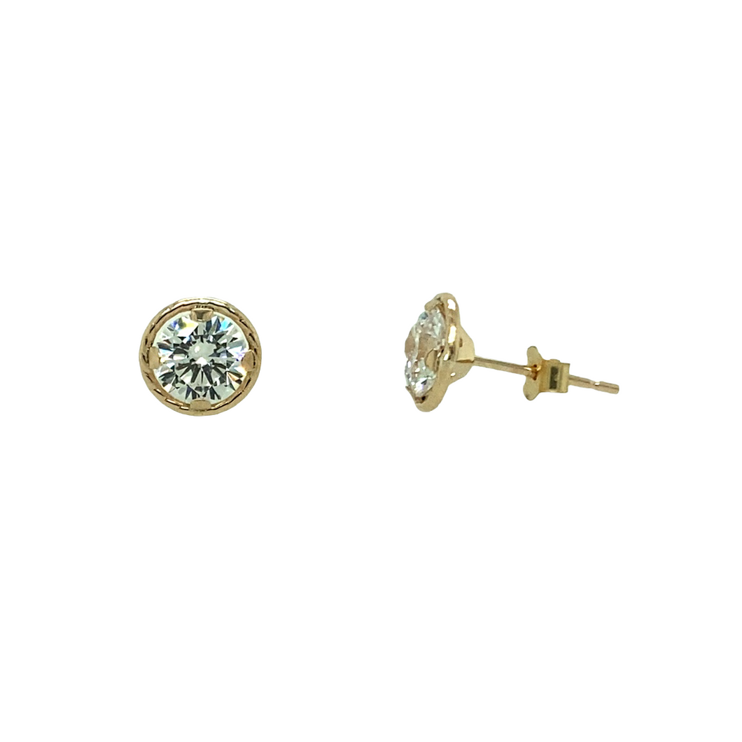 9ct Gold 5mm Cubic Zirconia Halo Stud Earrings