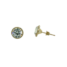 Load image into Gallery viewer, 9ct Gold 6mm Cubic Zirconia Halo Stud Earrings
