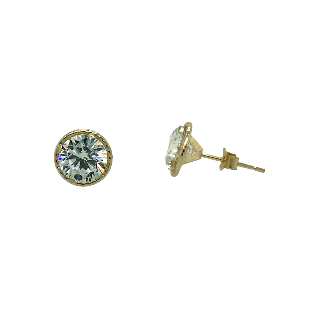 9ct Gold 6mm Cubic Zirconia Halo Stud Earrings