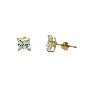 9ct Gold & 5mm Cubic Zirconia Square Stud Earrings