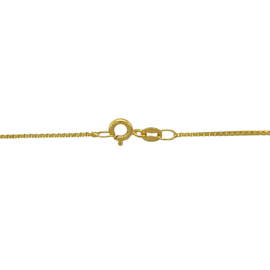 New 9ct Yellow Gold 18" Box Chain with the weight 2.50 grams and link width 1mm