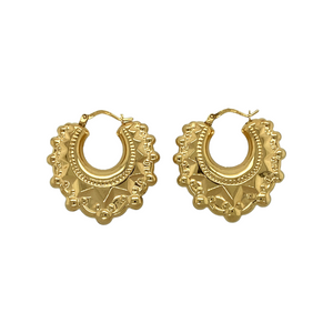 New 9ct Gold Fancy Patterned Creole Earrings