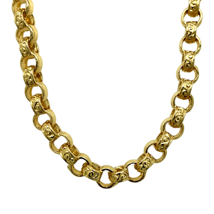 New 9ct Gold 26" Engraved Belcher Chain 54 grams