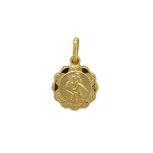 New 9ct Gold Scalloped Edge St Christopher Pendant