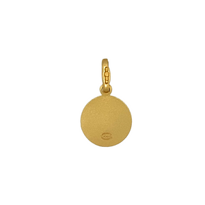 New 9ct Yellow Gold Small St Christopher Pendant with the weight 0.80 grams. The pendant is 1.8cm long including the bail and the St Christopher has the diameter 1cm