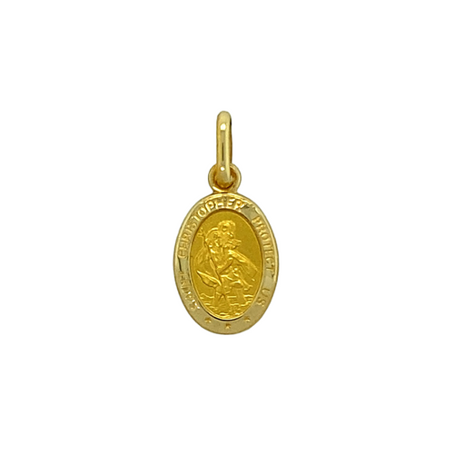 New 9ct Gold Small Oval St Christopher Pendant