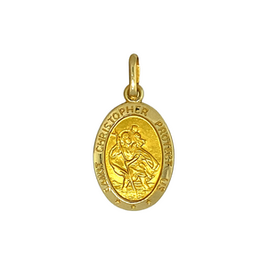 New 9ct Gold Oval St Christopher Pendant