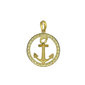 New 9ct Yellow Gold & Cubic Zirconia Set Anchor Pendant with the weight 0.90 grams. The pendant is 2.1cm long including the bail by 1.7cm