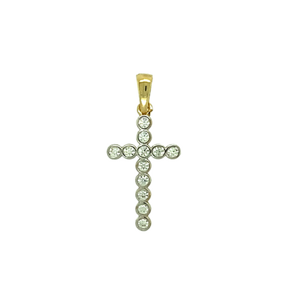 New 9ct Gold & Cubic Zirconia Set Cross Pendant