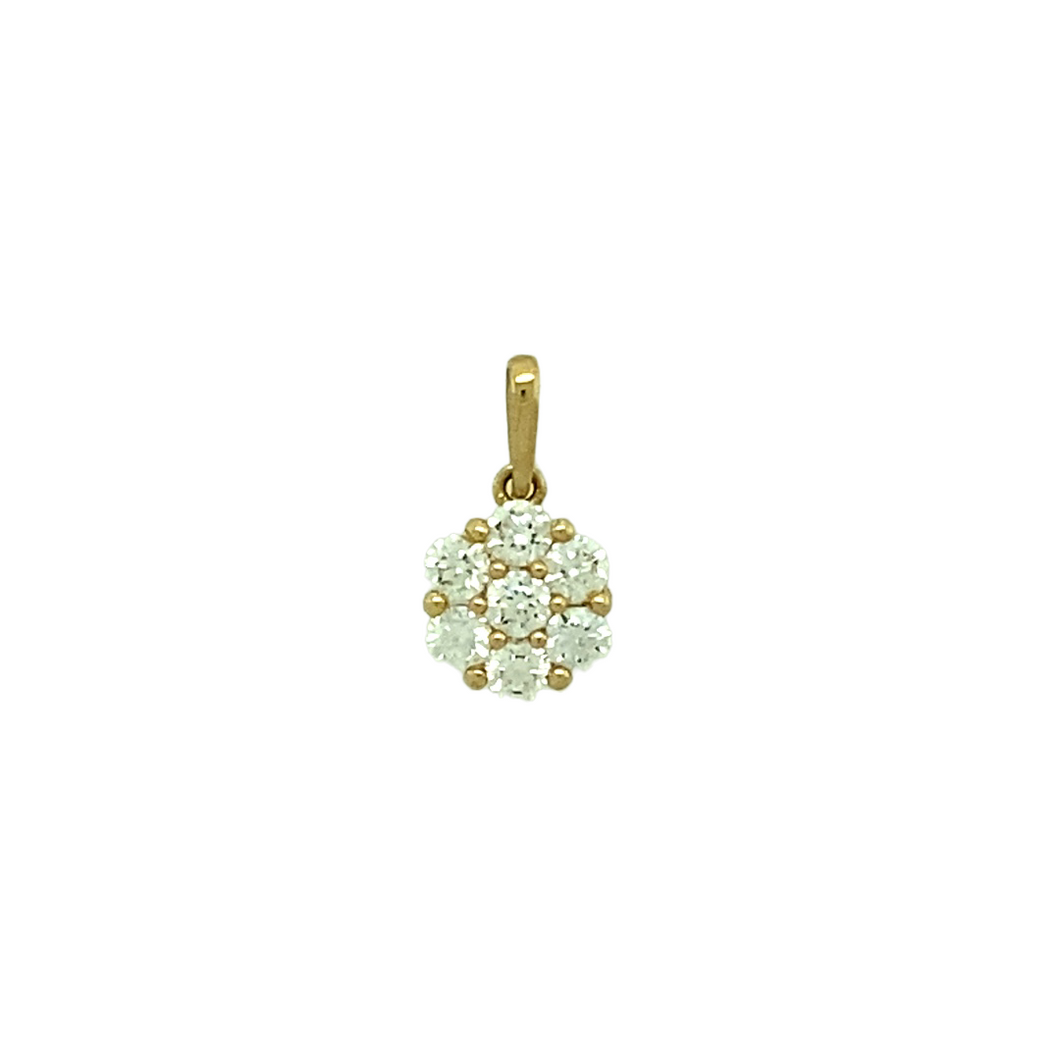 New 9ct Gold & Cubic Zirconia Set Cluster Flower Pendant