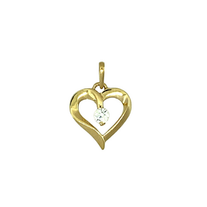 New 9ct Gold & Cubic Zirconia Set Open Heart Pendant