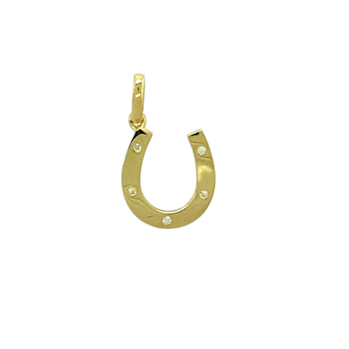 New 9ct Gold & Cubic Zirconia Set Horseshoe Pendant