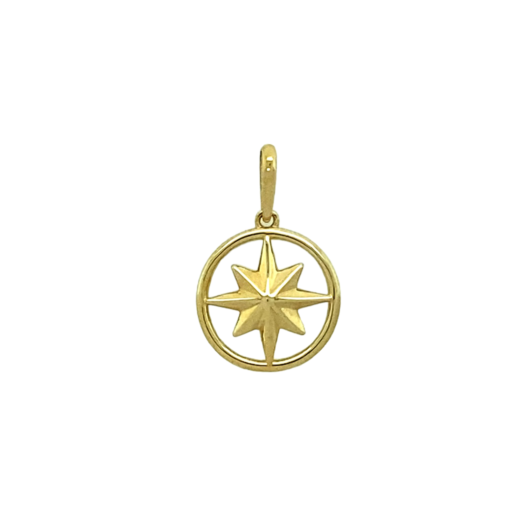 New 9ct Gold Star Circle Pendant