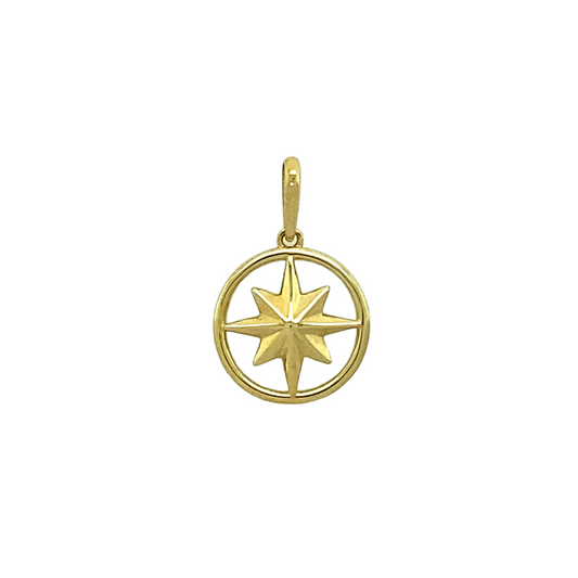 New 9ct Gold Star Circle Pendant