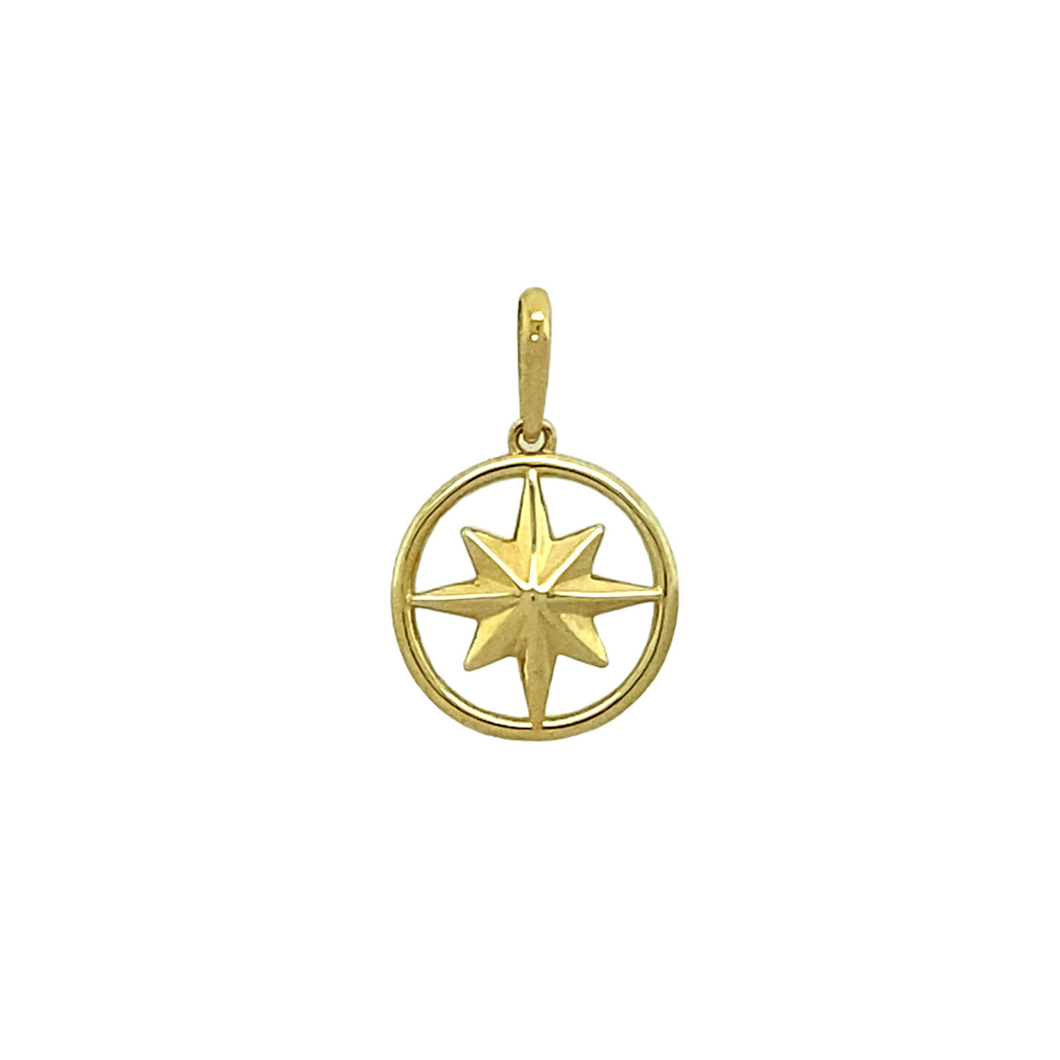 New 9ct Gold Star Circle Pendant