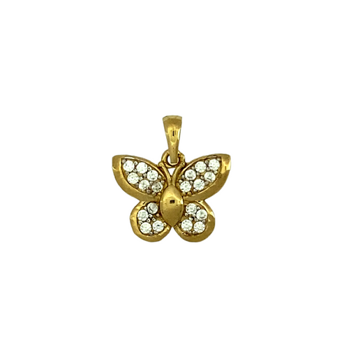 New 9ct Gold & Cubic Zirconia Set Butterfly Pendant