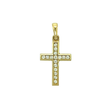 Load image into Gallery viewer, New 9ct Gold &amp; Cubic Zirconia Set Cross Pendant
