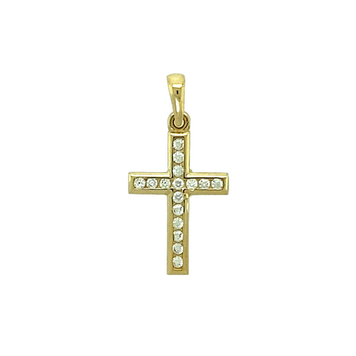 New 9ct Gold & Cubic Zirconia Set Cross Pendant