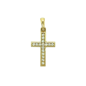 New 9ct Gold & Cubic Zirconia Set Cross Pendant