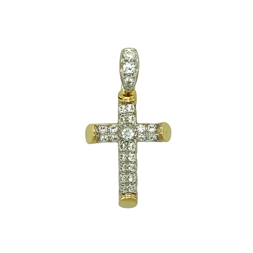 New 9ct Gold & Cubic Zirconia Set Cross Pendant