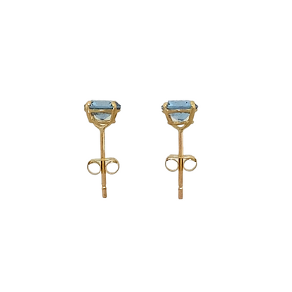 New 9ct Gold March Birthstone Stud Earrings