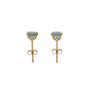 New 9ct Gold March Birthstone Stud Earrings