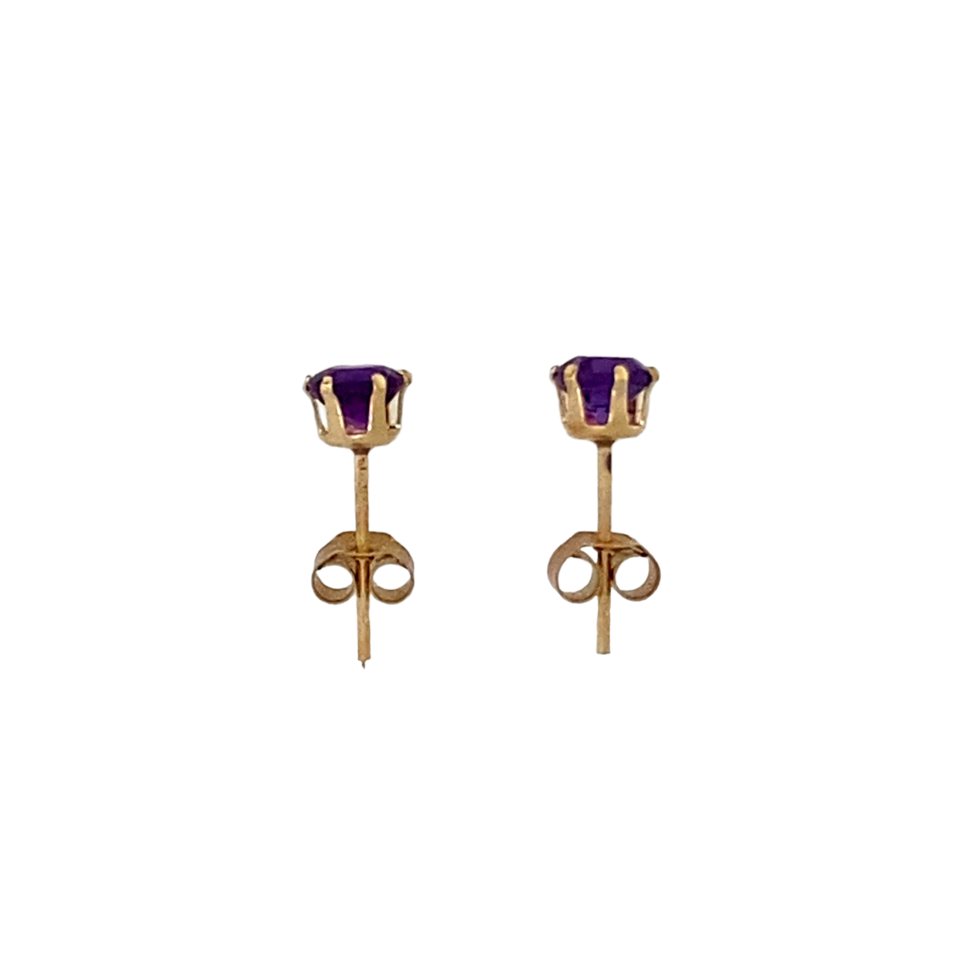 New 9ct Gold & Amethyst Stud Earrings
