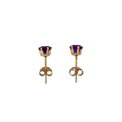 New 9ct Gold & Amethyst Stud Earrings