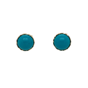 New 9ct Yellow Gold & Turquoise Stud Earrings with the weight 0.40 grams. The turquoise is 5mm diameter 