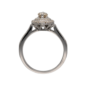 New 9ct White Gold & Diamond Marquise Halo Ring