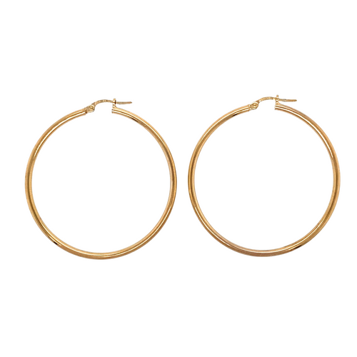 New 9ct Gold 44mm Plain Hoop Creole Earrings
