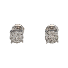 Load image into Gallery viewer, New 9ct White Gold &amp; Multi Set Diamond 50pt Stud Screwback Earrings. Each earring contains 25pt of Diamonds making the earrings have a total of 50pt. The earrings have a screwback for maximum safety. The earrings are the weight 1.33 grams and the backs are 10mm long
