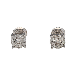 New 9ct White Gold & Multi Set Diamond 50pt Stud Screwback Earrings. Each earring contains 25pt of Diamonds making the earrings have a total of 50pt. The earrings have a screwback for maximum safety. The earrings are the weight 1.33 grams and the backs are 10mm long