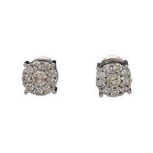 New 9ct White Gold & Multi Set Diamond 1ct Stud Screwback Earrings. Each earring contains 50pt of Diamonds making the earrings have a total of 1ct. The earrings have a screwback for maximum safety. The earrings are the weight 2.25 grams and the backs are 10mm long
