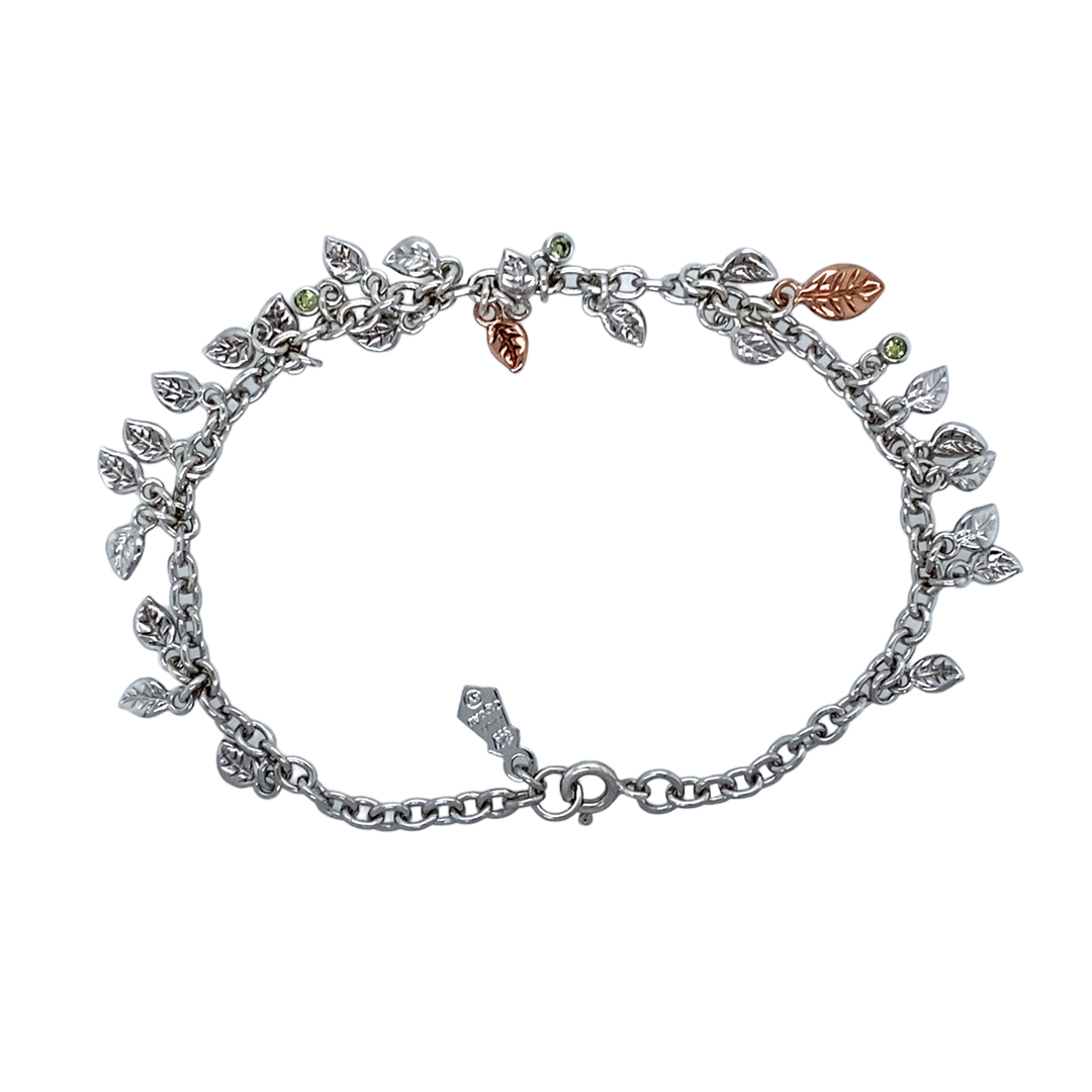 925 Silver & Peridot Set Clogau Royal Oak 7.5" Bracelet