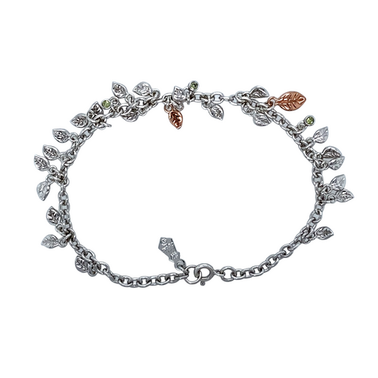 925 Silver & Peridot Set Clogau Royal Oak 7.5" Bracelet