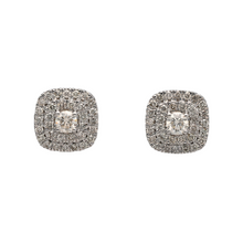 Load image into Gallery viewer, New 9ct White Gold &amp; Multi Set Halo Style Diamond 1ct Stud Screwback Earrings. Each earring contains 50pt of Diamonds making the earrings have a total of 1ct. The earrings have a screwback for maximum safety. The earrings are the weight 2.80 grams and the backs are 10mm long
