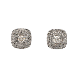 New 9ct White Gold & Multi Set Halo Style Diamond 1ct Stud Screwback Earrings. Each earring contains 50pt of Diamonds making the earrings have a total of 1ct. The earrings have a screwback for maximum safety. The earrings are the weight 2.80 grams and the backs are 10mm long