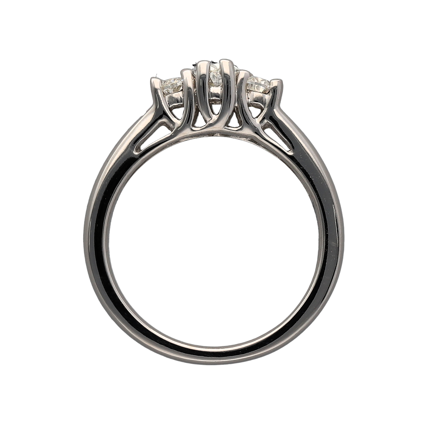 14ct White Gold & Diamond Oval Cut Trilogy Ring